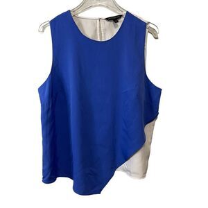 Banana Republic Blouse Layered Slinky Blue White Sleeveless size Large NWT